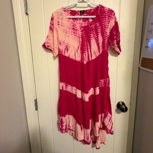 Boho Pink Tie-Dye Women's Dress